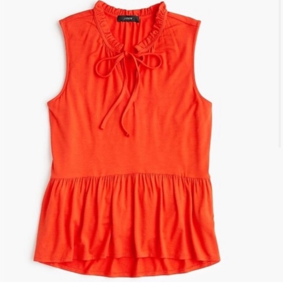 J.Crew Peplum Top with Ruffle Detail in Red - Picture 1 of 5